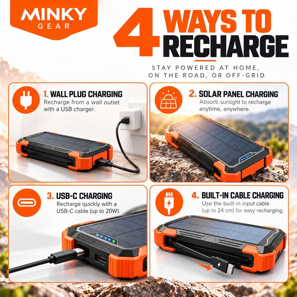 MINKY Gear® Emergency Solar Power Bank