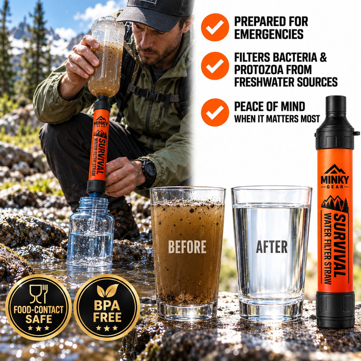 MINKY Gear Emergency Water Filter Straw